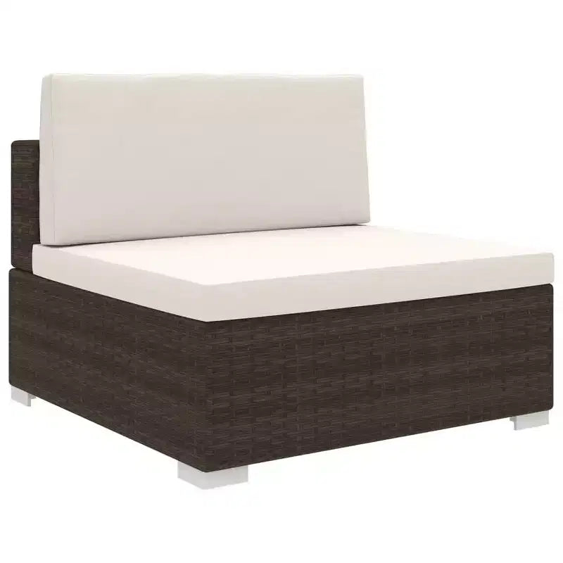 vidaXL Mobilier de Jardin Canapé Fauteuil Siège Central en Rotin avec Coussins Résine Tressée