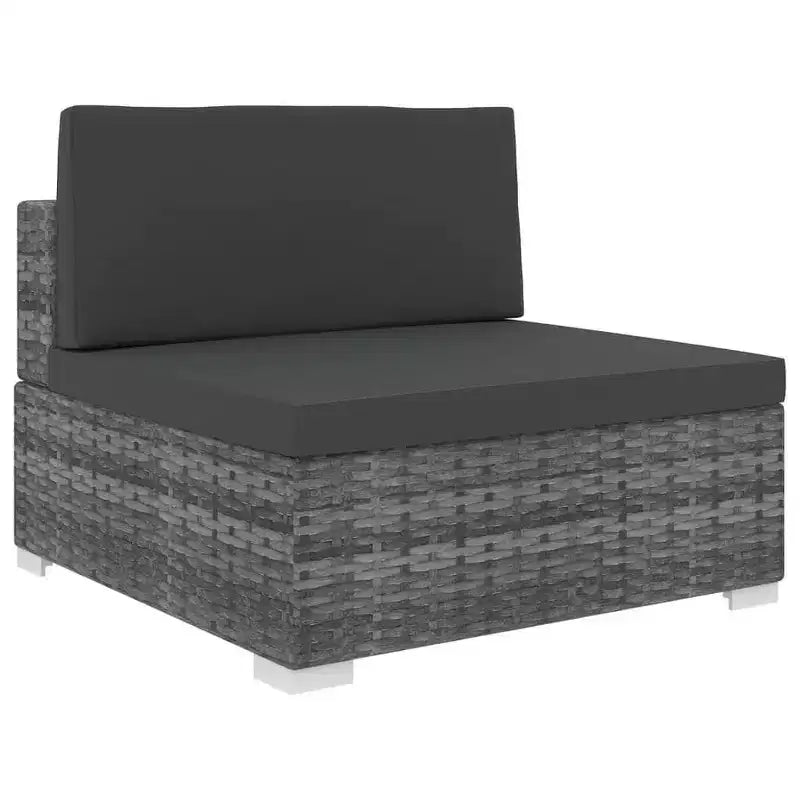 vidaXL Mobilier de Jardin Canapé Fauteuil Siège Central en Rotin avec Coussins Résine Tressée