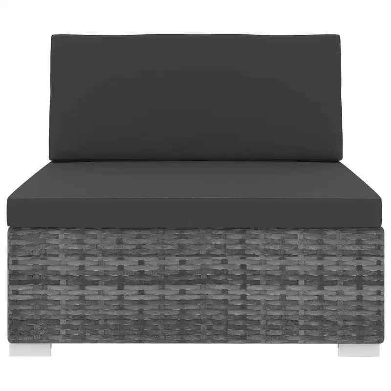 vidaXL Mobilier de Jardin Canapé Fauteuil Siège Central en Rotin avec Coussins Résine Tressée