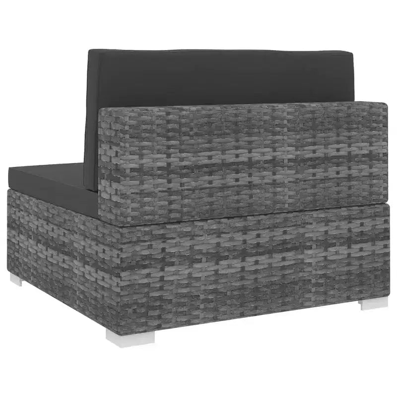 vidaXL Mobilier de Jardin Canapé Fauteuil Siège Central en Rotin avec Coussins Résine Tressée
