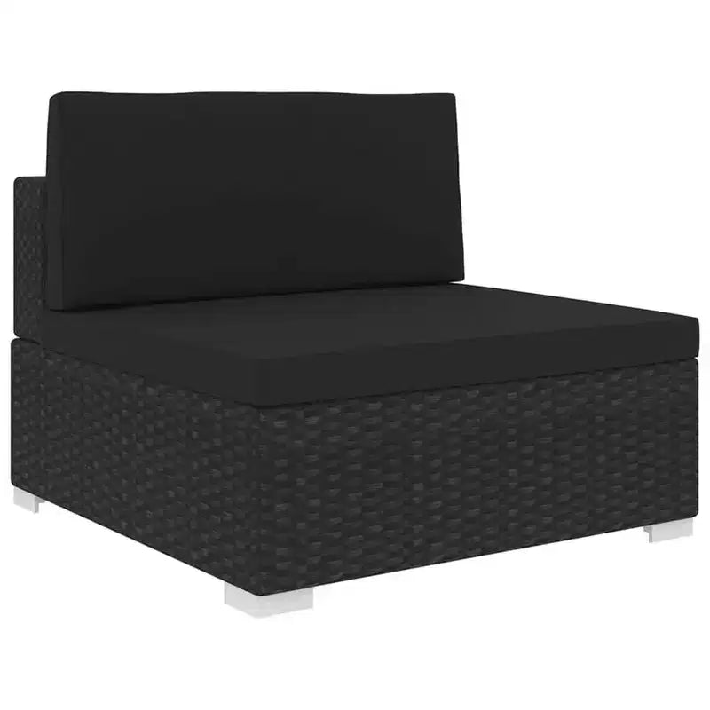 vidaXL Mobilier de Jardin Canapé Fauteuil Siège Central en Rotin avec Coussins Résine Tressée