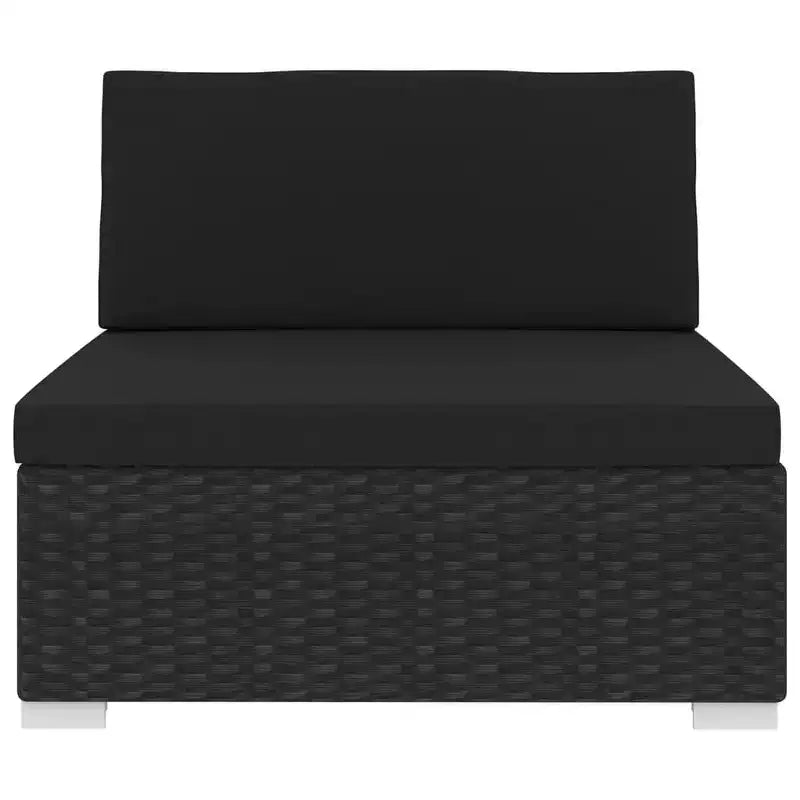 vidaXL Mobilier de Jardin Canapé Fauteuil Siège Central en Rotin avec Coussins Résine Tressée