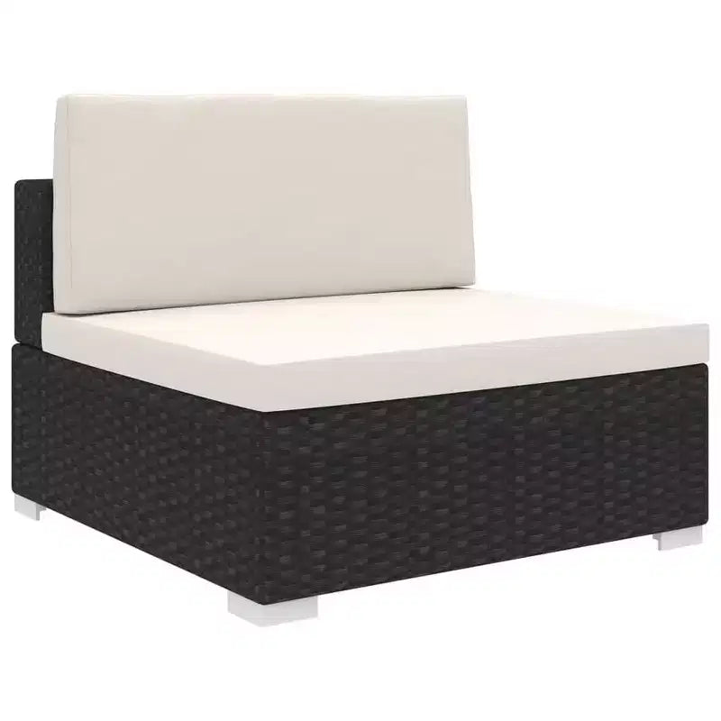 vidaXL Mobilier de Jardin Canapé Fauteuil Siège Central en Rotin avec Coussins Résine Tressée