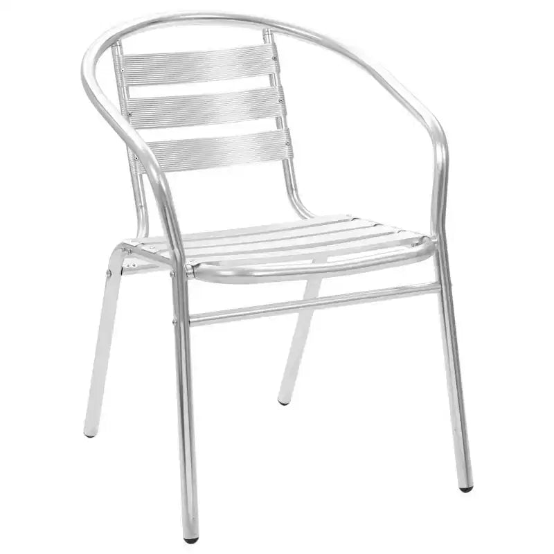 vidaXL Stackable Patio Chairs Outdoor Chair with Triple Slat Back Aluminum