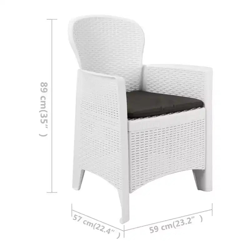 vidaXL Chaises de jardin 2 pcs Chaises de salle à manger individuelles avec coussin Aspect rotin plastique