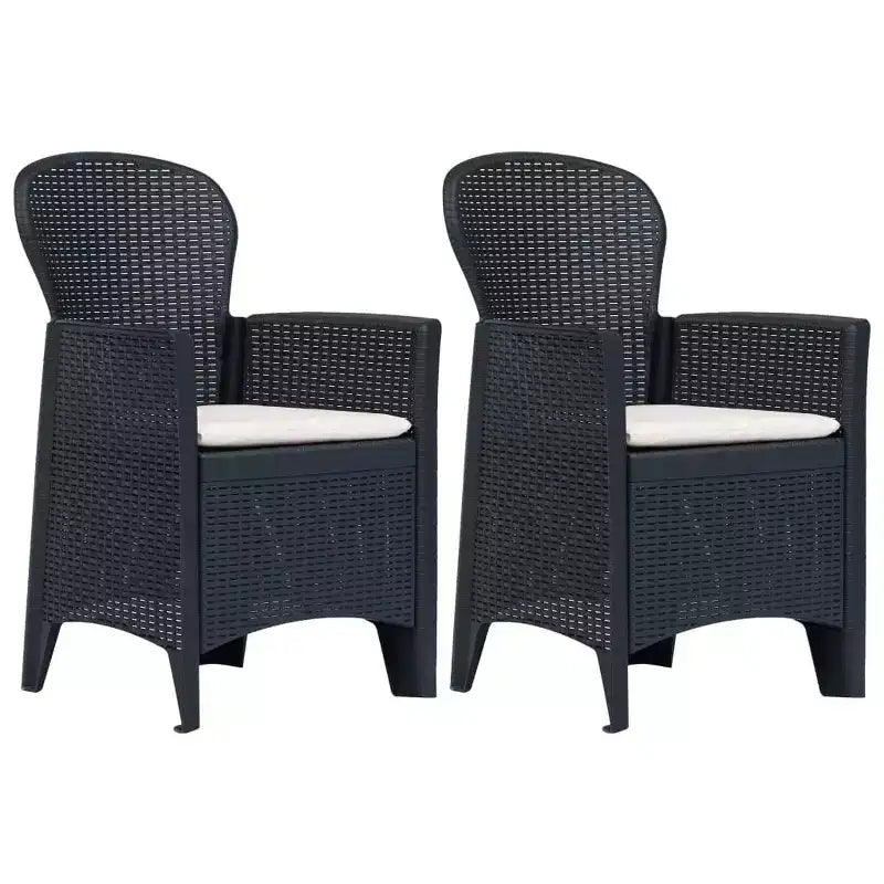 vidaXL Chaises de jardin 2 pcs Chaises de salle à manger individuelles avec coussin Aspect rotin plastique