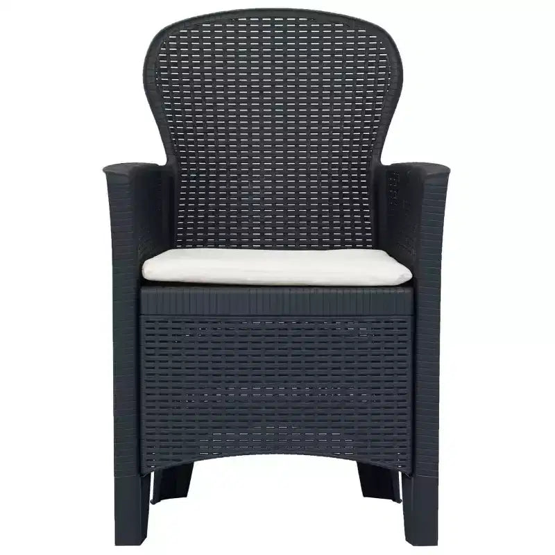 vidaXL Chaises de jardin 2 pcs Chaises de salle à manger individuelles avec coussin Aspect rotin plastique