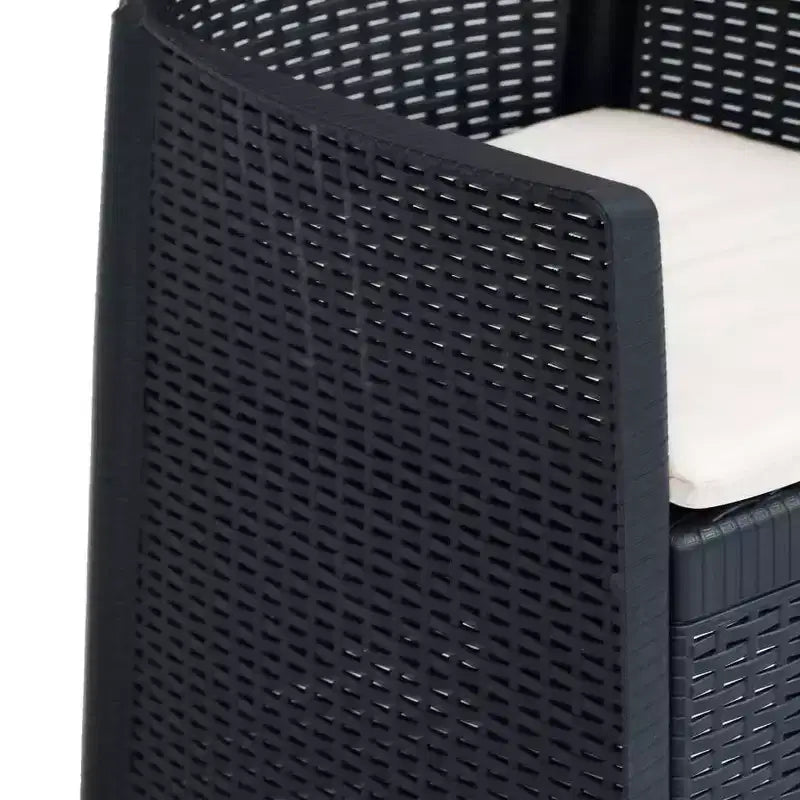 vidaXL Chaises de jardin 2 pcs Chaises de salle à manger individuelles avec coussin Aspect rotin plastique