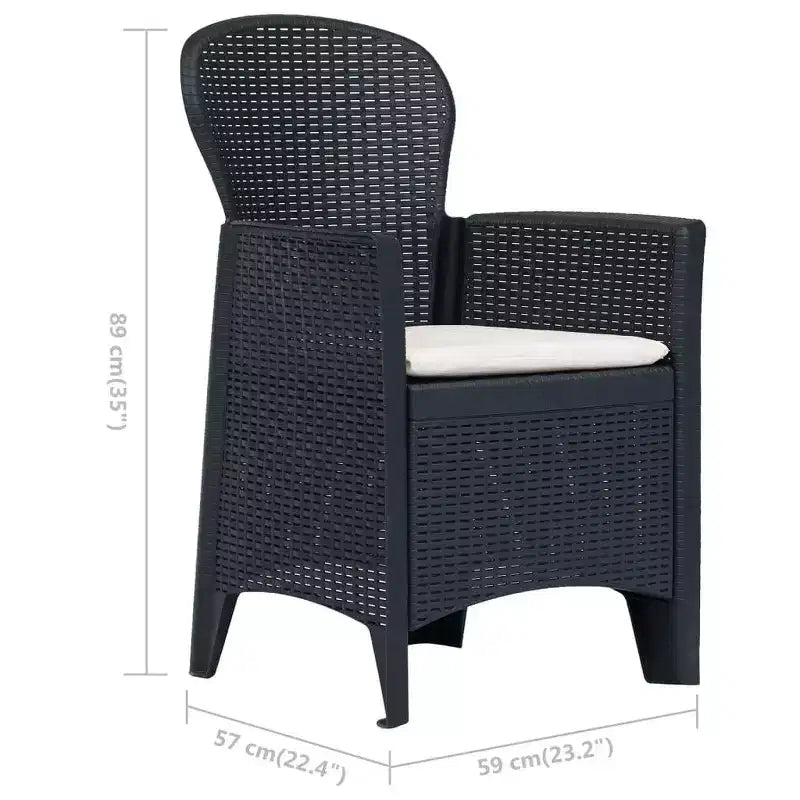 vidaXL Chaises de jardin 2 pcs Chaises de salle à manger individuelles avec coussin Aspect rotin plastique