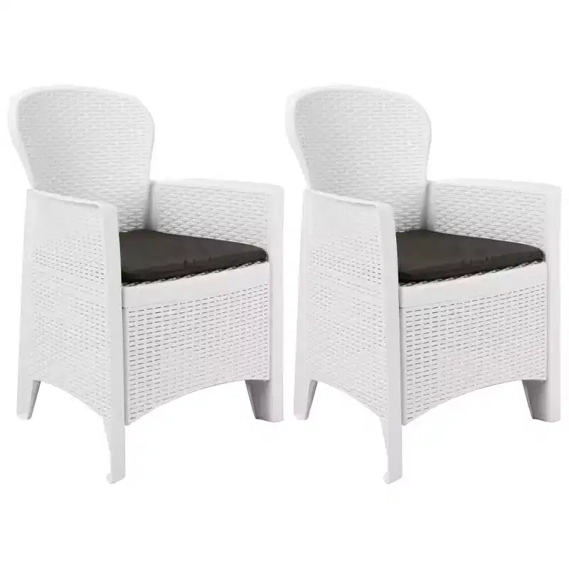 vidaXL Chaises de jardin 2 pcs Chaises de salle à manger individuelles avec coussin Aspect rotin plastique