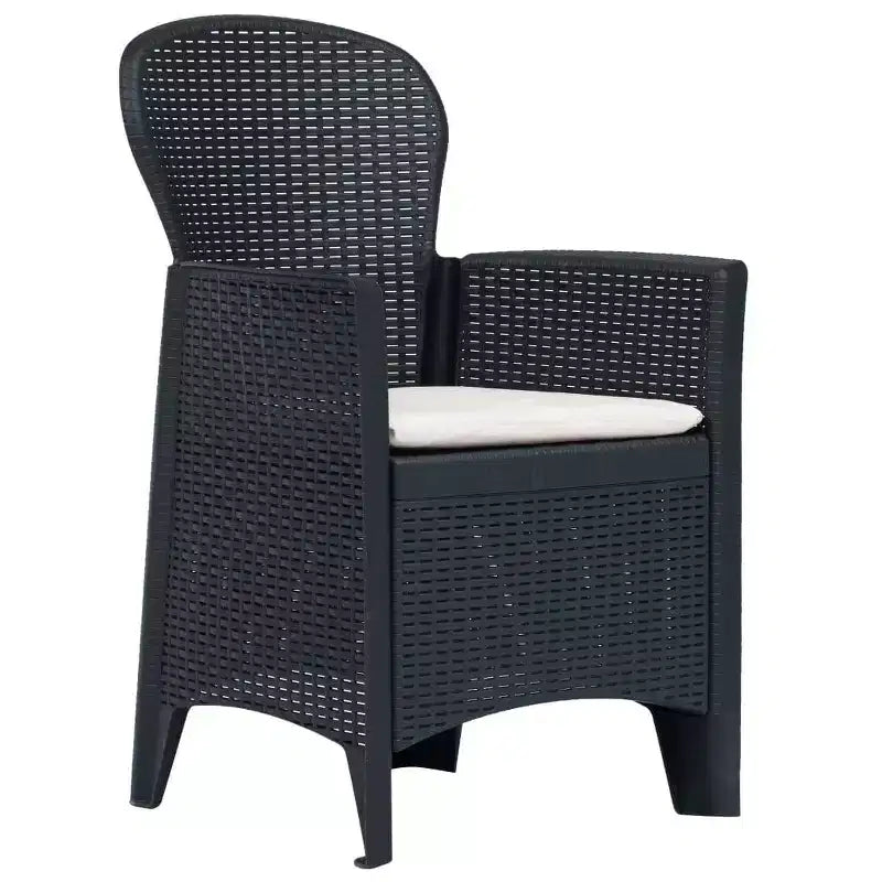 vidaXL Patio Chairs 2 Pcs Dining Single Chair with Cushion Plastic Rattan Look