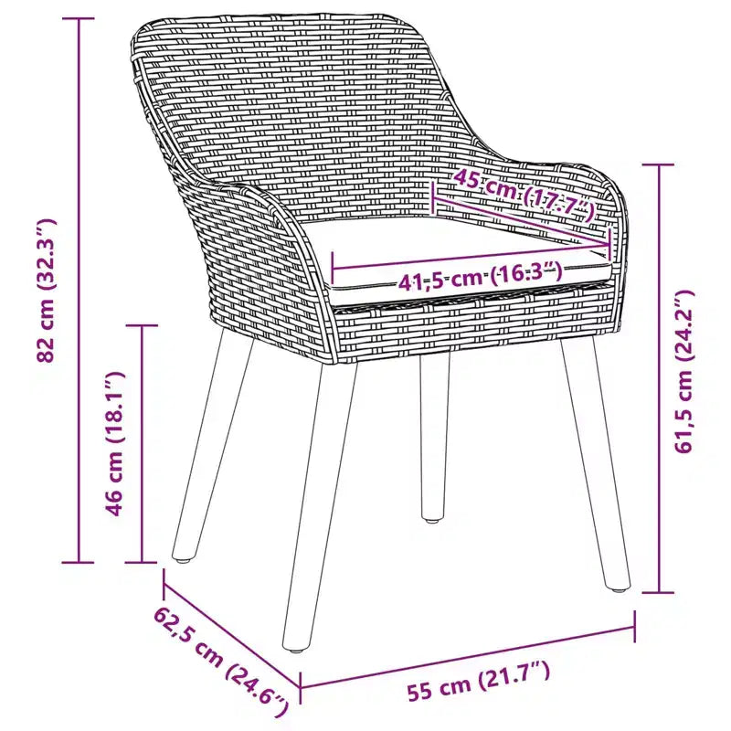 vidaXL Chaises de jardin 2 pcs 62,5 x 55 x 82 cm Résine tressée