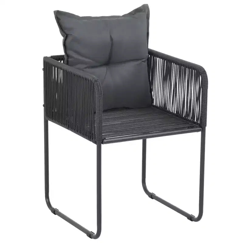 vidaXL Patio Chairs Outdoor Patio Dining Chair with Pillows Poly Rattan