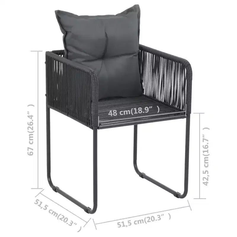 vidaXL Chaises de patio Chaises de salle à manger d'extérieur avec coussins Résine tressée