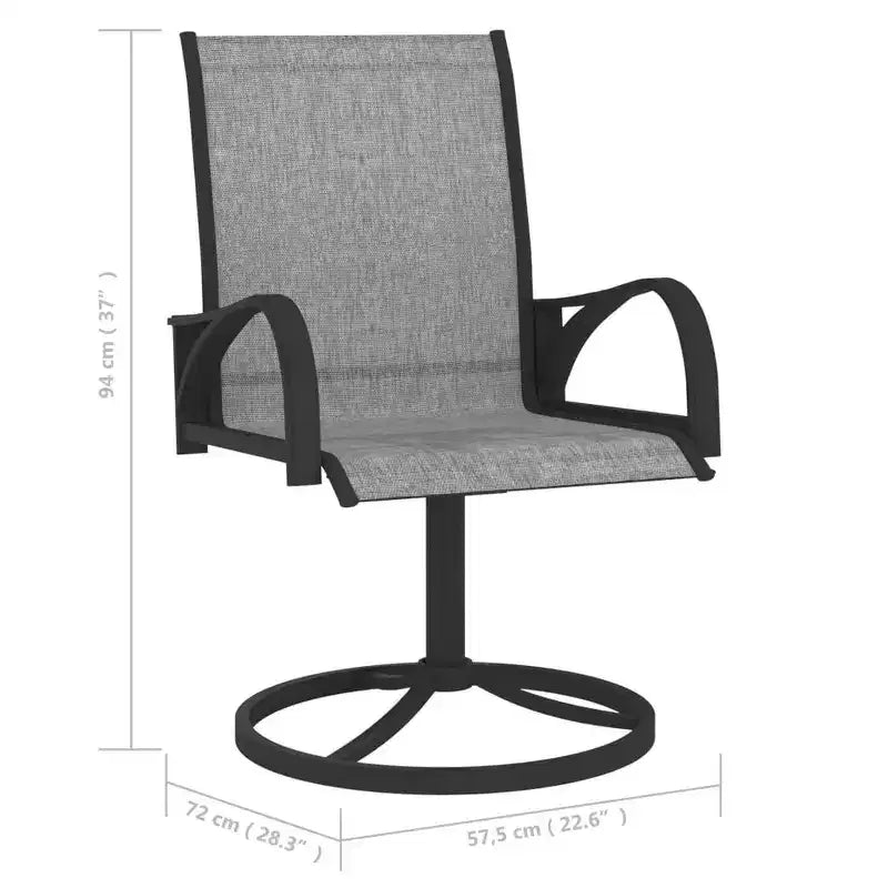 vidaXL 2x Chaises pivotantes de jardin textilène et acier Chaise longue Gris/Marron