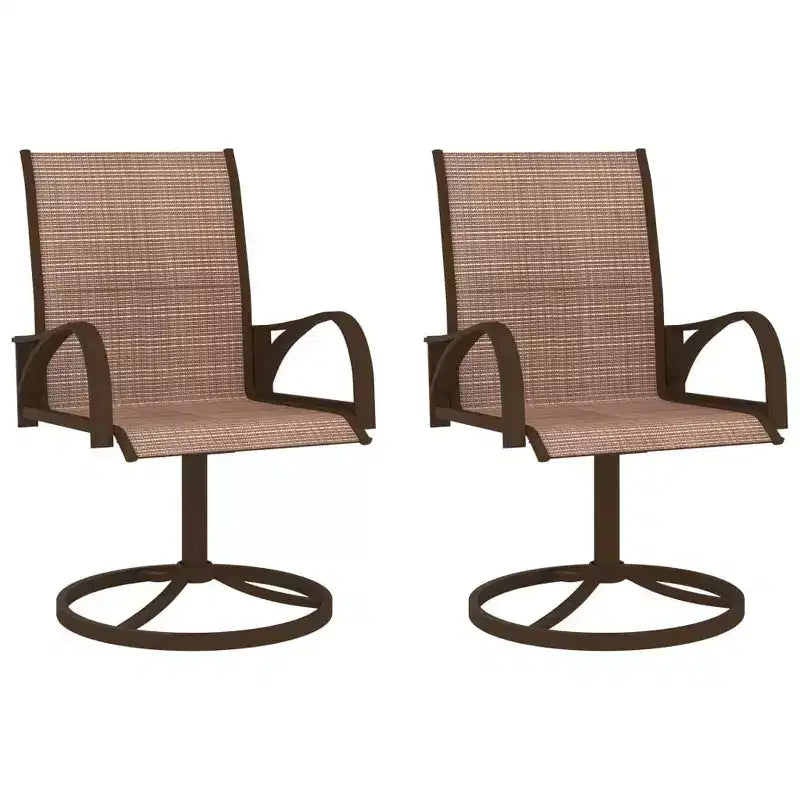 vidaXL 2x Chaises pivotantes de jardin textilène et acier Chaise longue Gris/Marron