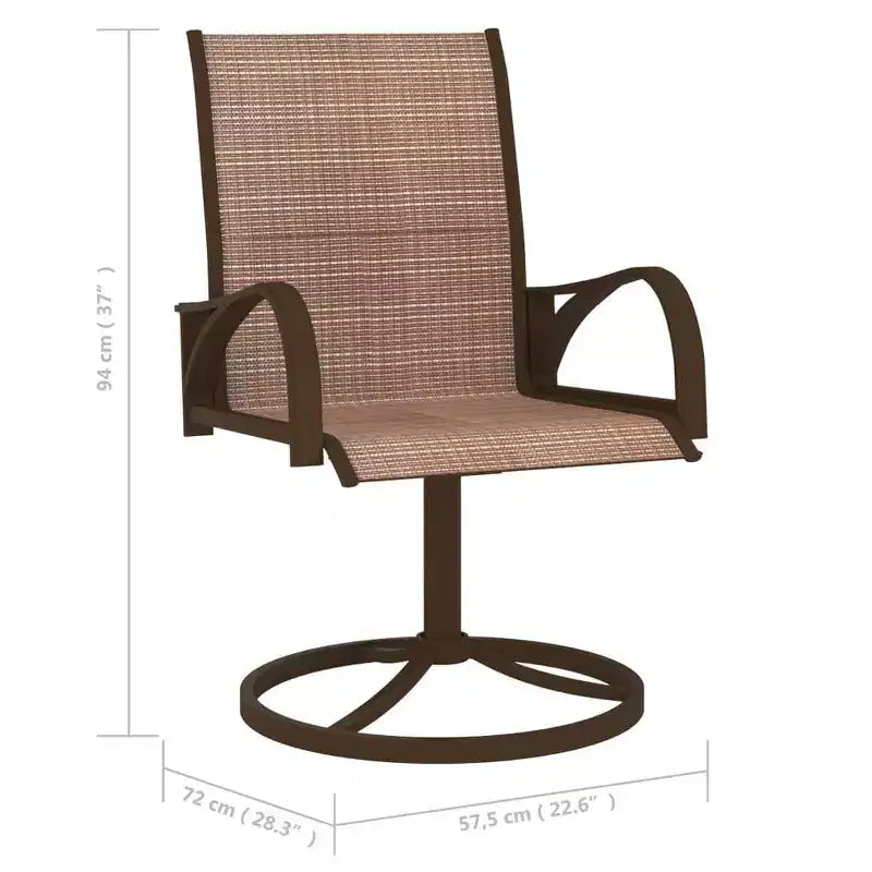 vidaXL 2x Chaises pivotantes de jardin textilène et acier Chaise longue Gris/Marron