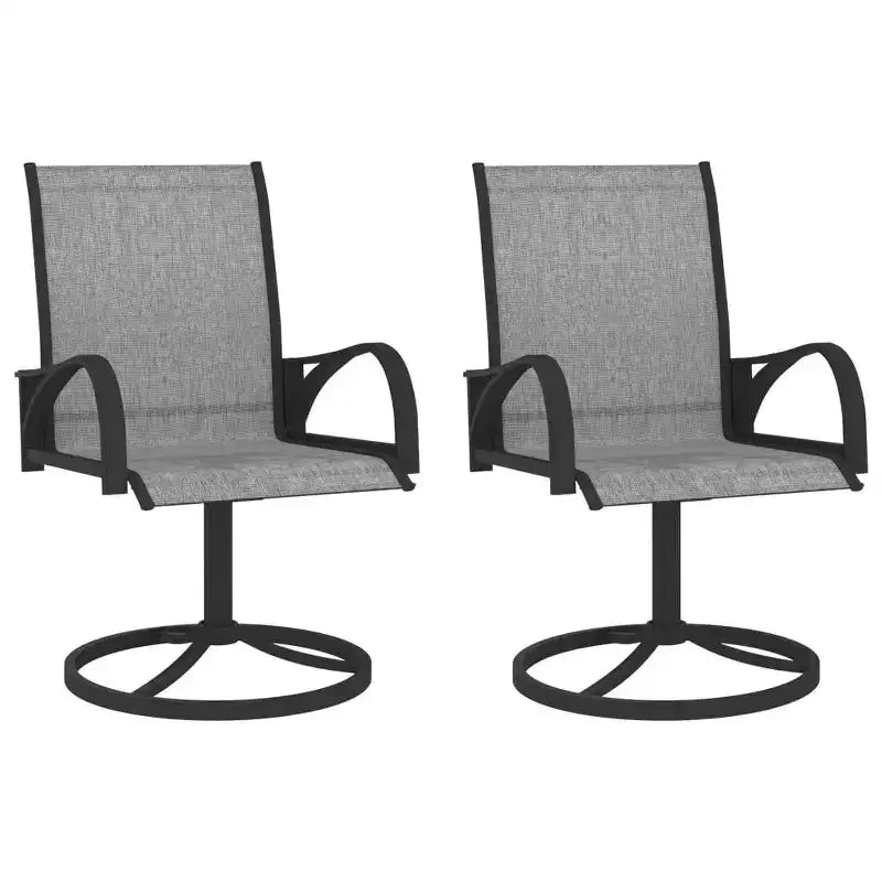 vidaXL 2x Chaises pivotantes de jardin textilène et acier Chaise longue Gris/Marron