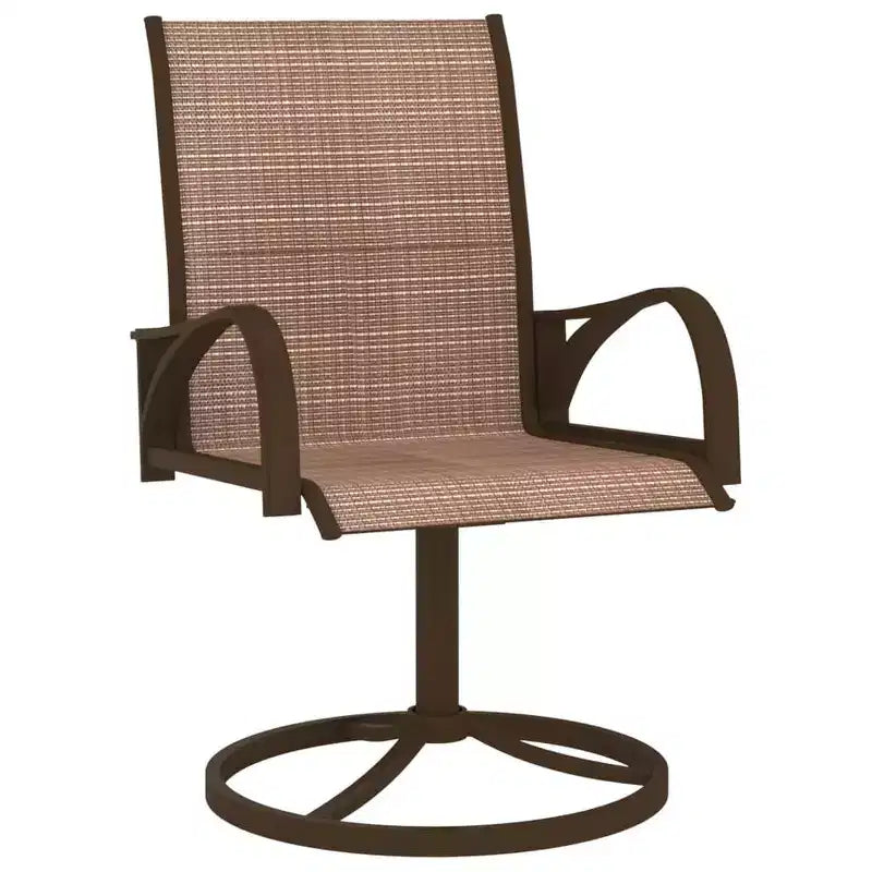 vidaXL 2x Garden Swivel Chairs Textilene and Steel Lounge Seat Gray/Brown