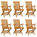 vidaXL Garden Chair Set of 6 Teak Solid teak wood Standard Foldable