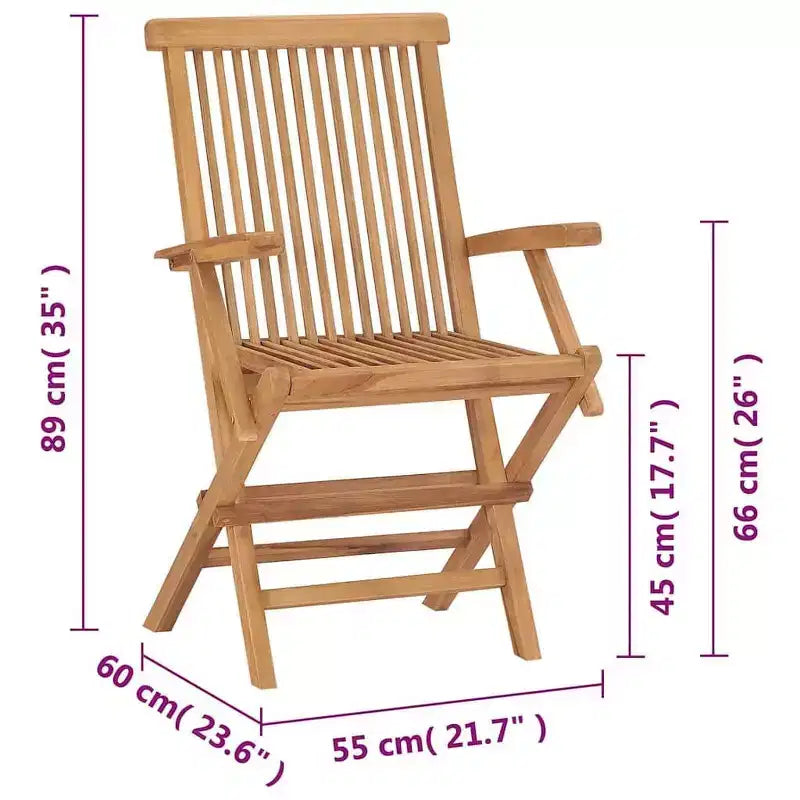 vidaXL Lot de 6 chaises de jardin en teck Bois de teck massif Standard Pliable