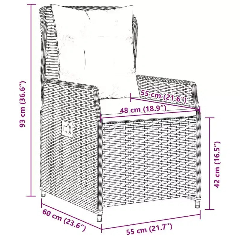 vidaXL Chaise de jardin inclinable en résine tressée Taille standard