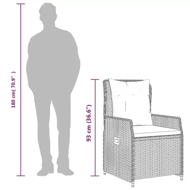 vidaXL Chaise de jardin inclinable en résine tressée Taille standard