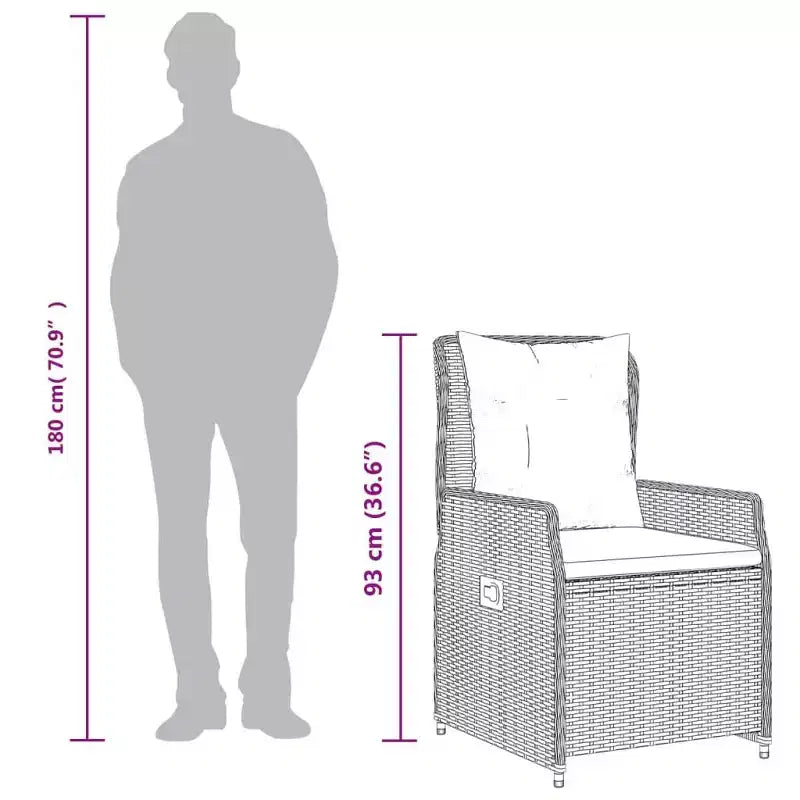 vidaXL Chaise de jardin inclinable en résine tressée Taille standard