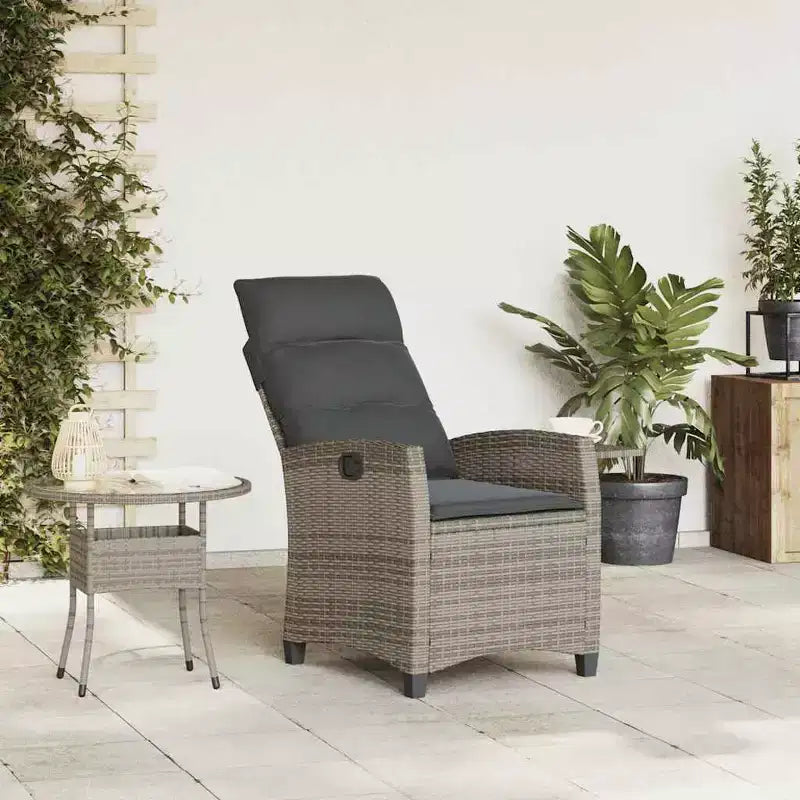 vidaXL Chaise de jardin inclinable en résine tressée et acier thermolaqué Medium