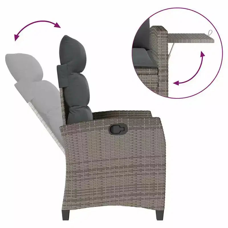 vidaXL Chaise de jardin inclinable en résine tressée et acier thermolaqué Medium