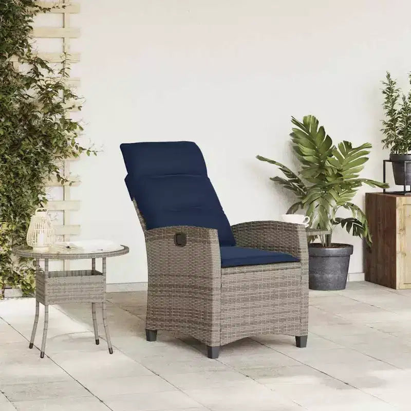 vidaXL Chaise de jardin inclinable en résine tressée et acier thermolaqué Medium