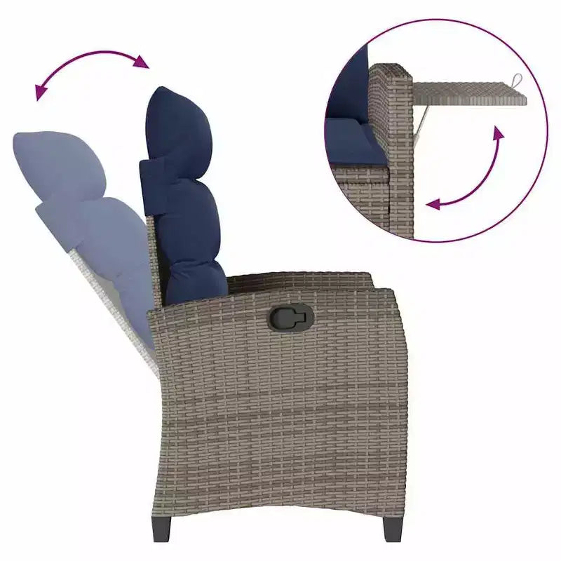 vidaXL Chaise de jardin inclinable en résine tressée et acier thermolaqué Medium