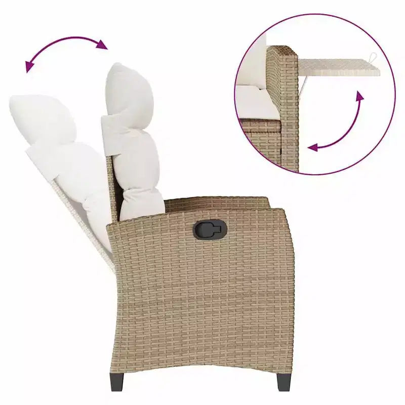 vidaXL Chaise de jardin inclinable en résine tressée et acier thermolaqué Medium