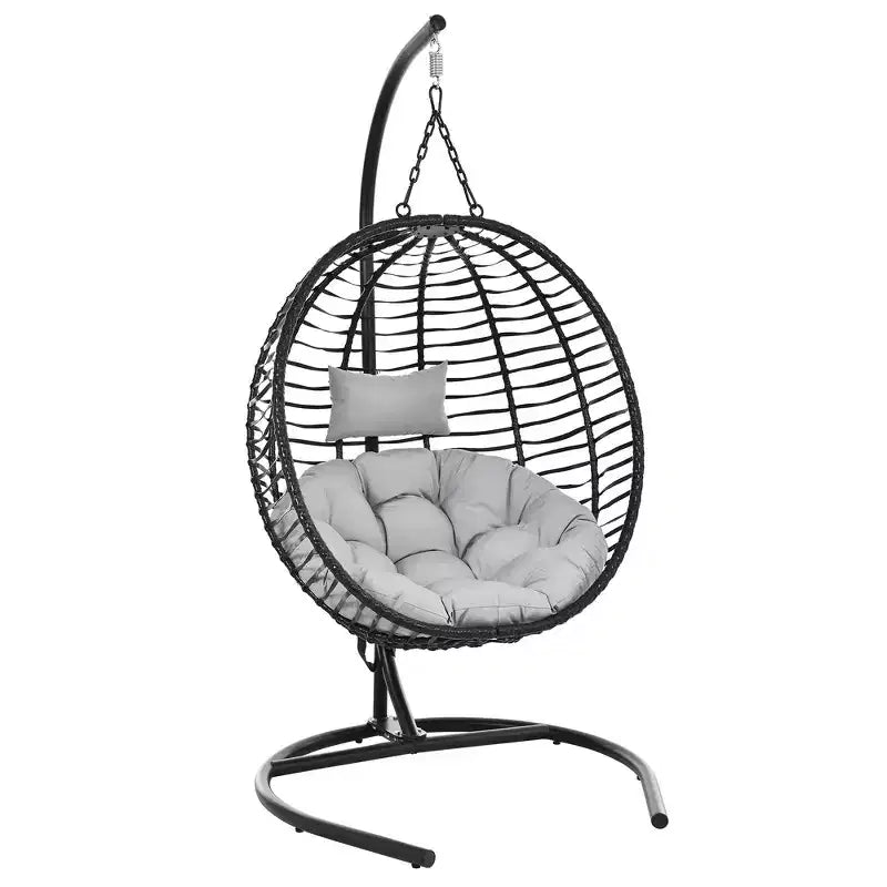 Chaise œuf pliante individuelle Whisen avec support, balançoire suspendue avec pieds antidérapants réglables