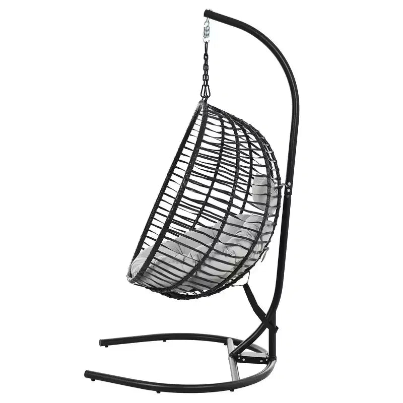 Chaise œuf pliante individuelle Whisen avec support, balançoire suspendue avec pieds antidérapants réglables