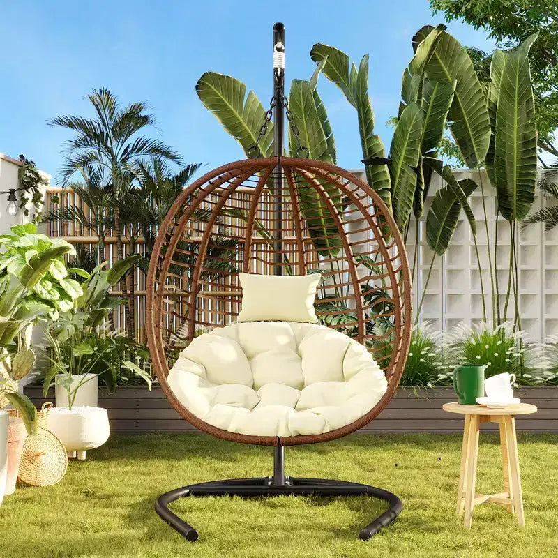 Chaise œuf pliante individuelle Whisen avec support, balançoire suspendue avec pieds antidérapants réglables