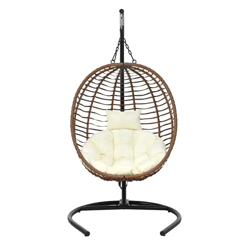 Chaise œuf pliante individuelle Whisen avec support, balançoire suspendue avec pieds antidérapants réglables