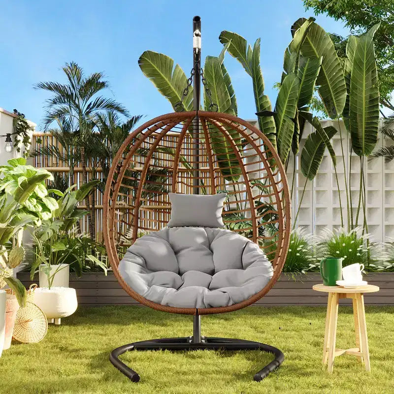 Chaise œuf pliante individuelle Whisen avec support, balançoire suspendue avec pieds antidérapants réglables