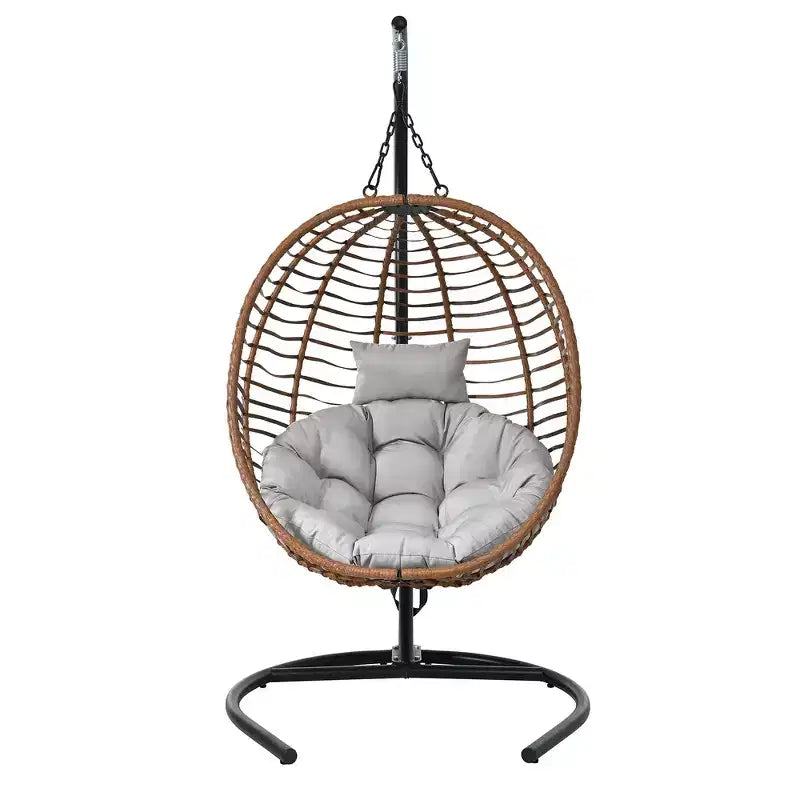 Chaise œuf pliante individuelle Whisen avec support, balançoire suspendue avec pieds antidérapants réglables
