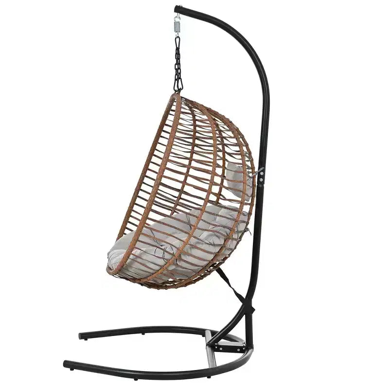 Chaise œuf pliante individuelle Whisen avec support, balançoire suspendue avec pieds antidérapants réglables
