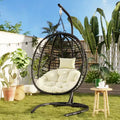 Whisen Single Person Folding Egg Chair with Stand, Hammock Swing Chair with Adjustable Anti-Slip Feet