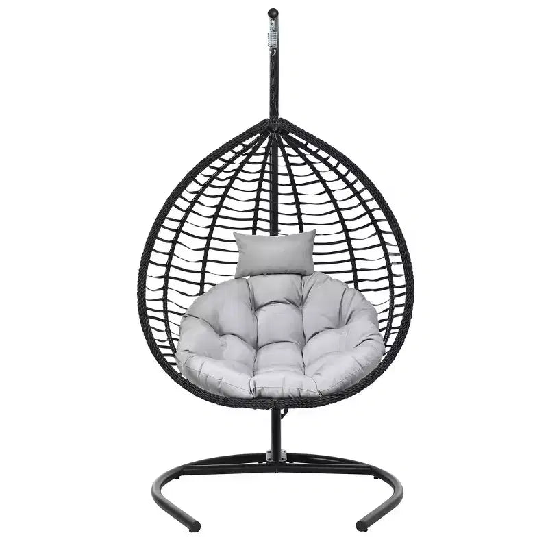 Chaise hamac suspendue Whisen avec support, chaise balançoire œuf avec cadre en fer, coussin et appui-tête