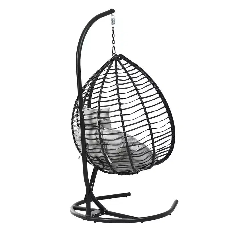 Chaise hamac suspendue Whisen avec support, chaise balançoire œuf avec cadre en fer, coussin et appui-tête