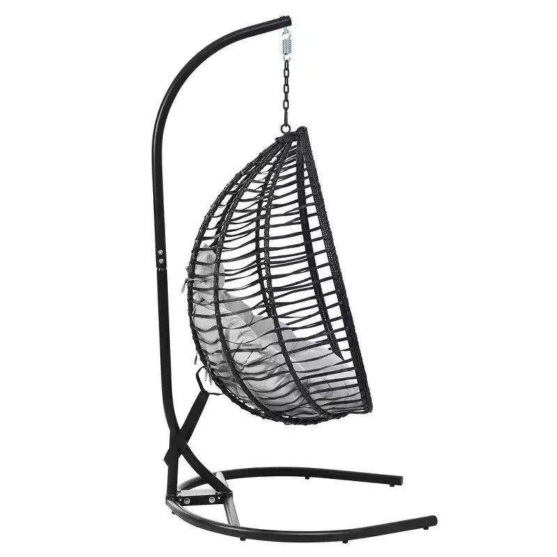 Chaise hamac suspendue Whisen avec support, chaise balançoire œuf avec cadre en fer, coussin et appui-tête