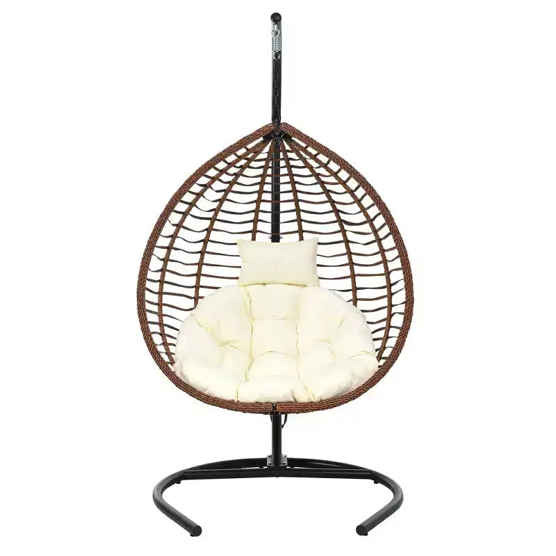 Chaise hamac suspendue Whisen avec support, chaise balançoire œuf avec cadre en fer, coussin et appui-tête