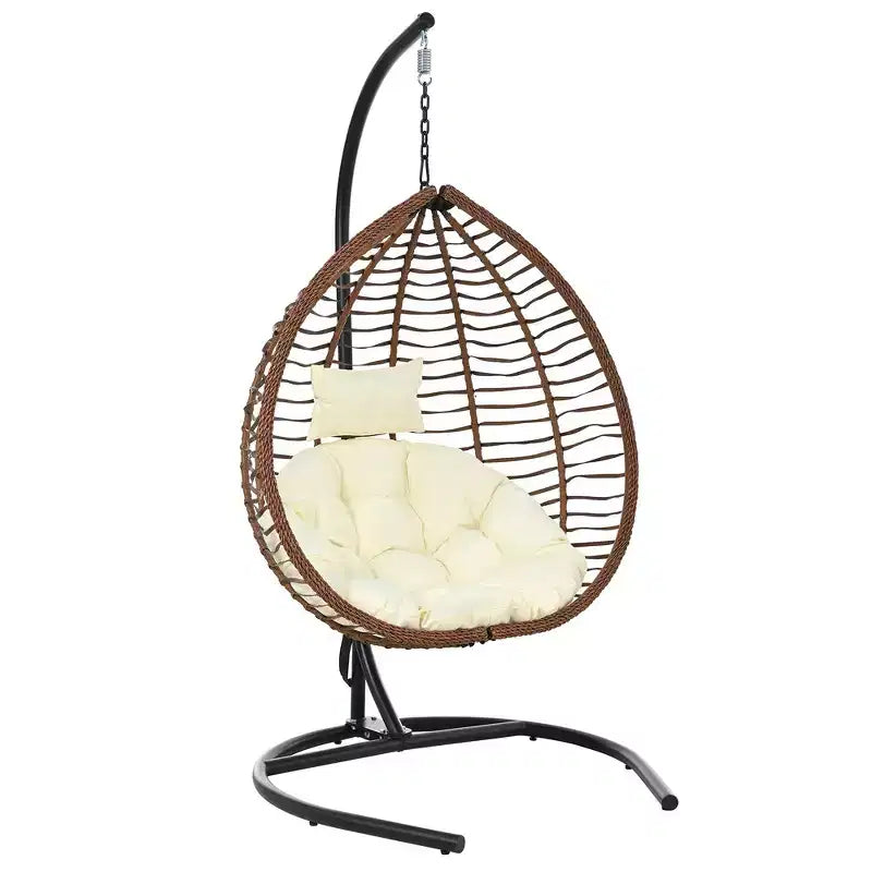 Chaise hamac suspendue Whisen avec support, chaise balançoire œuf avec cadre en fer, coussin et appui-tête