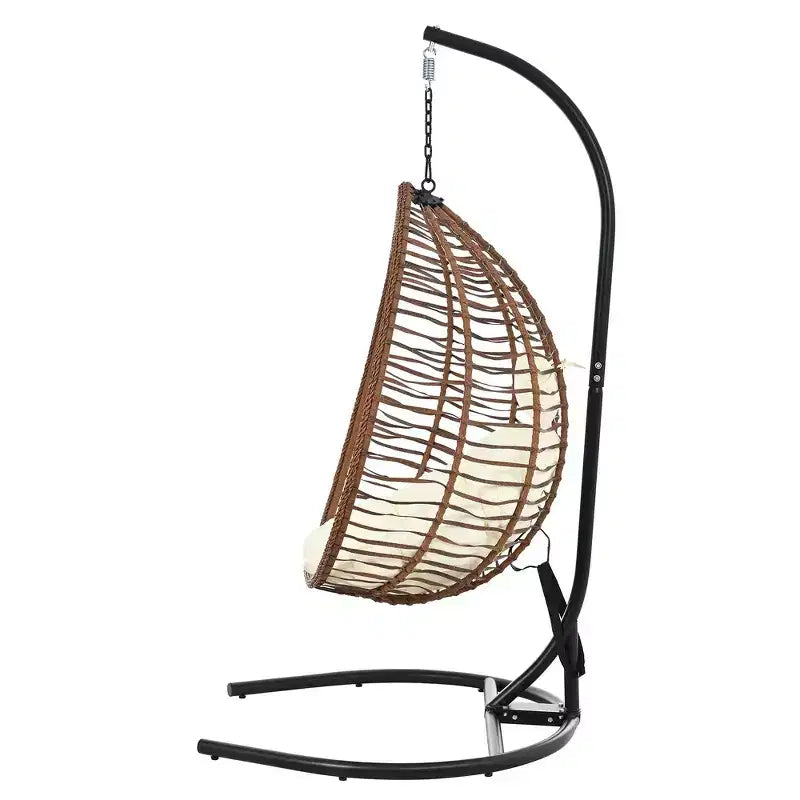 Chaise hamac suspendue Whisen avec support, chaise balançoire œuf avec cadre en fer, coussin et appui-tête