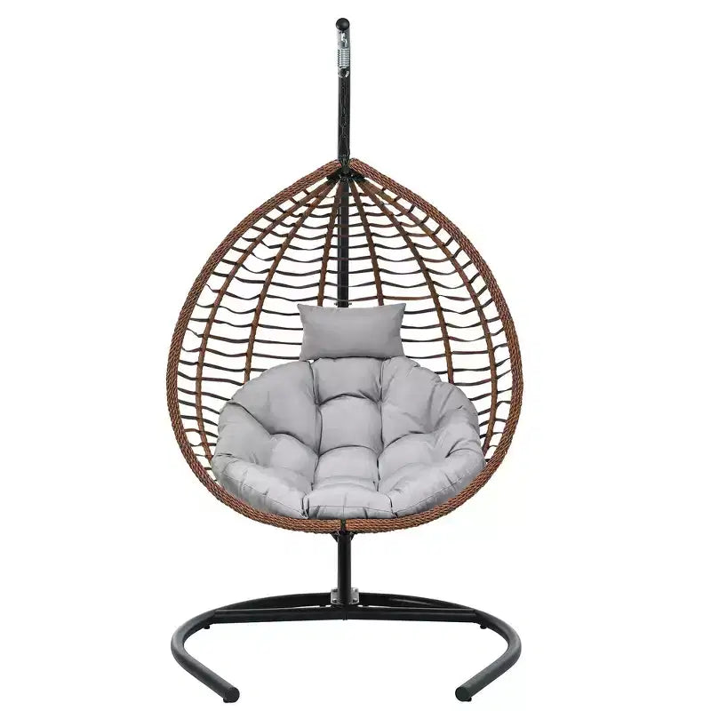 Chaise hamac suspendue Whisen avec support, chaise balançoire œuf avec cadre en fer, coussin et appui-tête