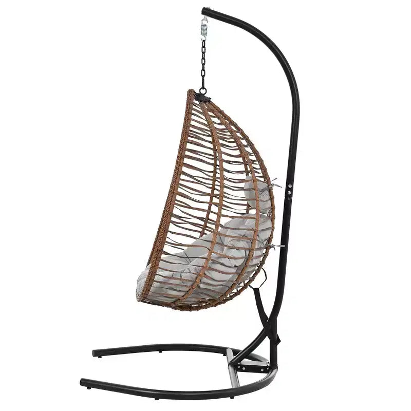 Chaise hamac suspendue Whisen avec support, chaise balançoire œuf avec cadre en fer, coussin et appui-tête