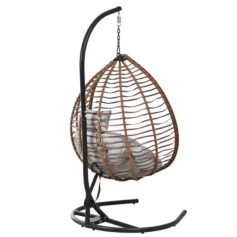 Chaise hamac suspendue Whisen avec support, chaise balançoire œuf avec cadre en fer, coussin et appui-tête